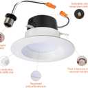 HALO 4 inch LED Recessed Lights with Selectable Color Temperature Dimmable Baffle Can Light Trim 6-Pack for Indoor Outdoor Ceiling Installation LT4069FS1EWHR 6-Pack (5 CCT)