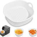 Ceramic Air Fryer Bowl Liners Reusable, Easy Clean Ceramic Liners for Air Fryer Basket, Air Fryer Accessories, AirFryer Basket Bowl, White (Top 8in, Height 3.7in)