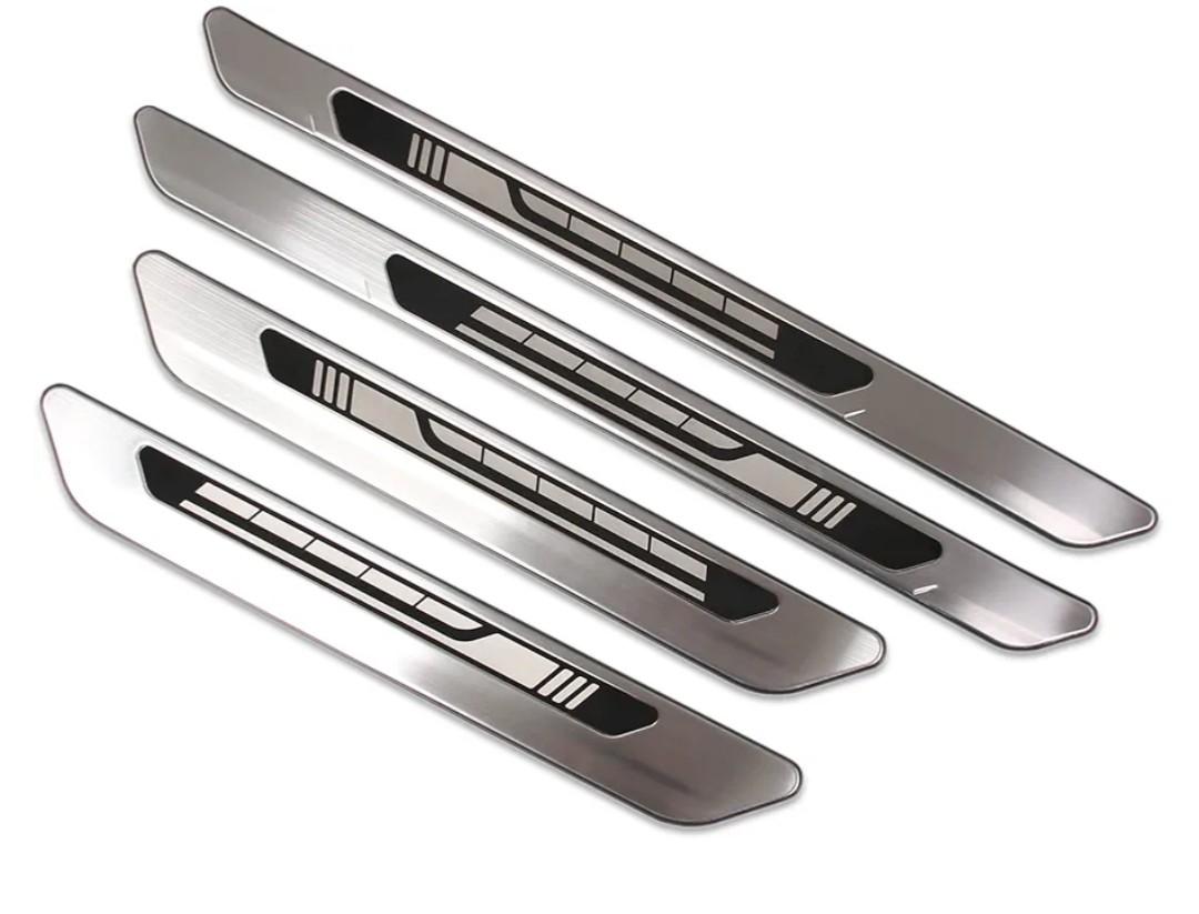 Outside Door Sill Scuff Plate Guard Cover Trim Stainless Steel (Silver) 