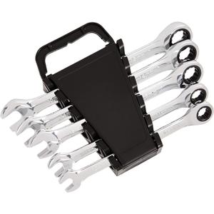 Amazon Basics Ratcheting Wrench Set, Metric, 5 Piece, Black/Silver