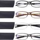 DOOViC 4 Pack Reading Glasses for Women Men Blue Light Blocking Reading Glasses TR90 Flexible Lightweight Readers +3.5