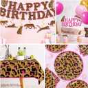 cocomigo 343pcs Cheetah Birthday Decorations Tableware Set, Serves 50 Guests, Cheetah Print Birthday Decorations includes 350 gsm Plates, Balloons, Tablecloths, for Leopard Theme Party Supplies
