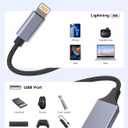 Lightning to USB Camera Adapter Lightning Female USB OTG Cable Adapter for Select iPhone,iPad Models Support Connect Camera, Card Reader, USB Flash Drive, MIDI Keyboard, Grey