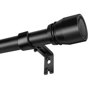 1” Diameter Matte Black Curtain Rod Itself is 30-60 inch 2 Pack, Fit 30 to 56 Windows with Heavy Duty Adjustable Telescopic Rod，Splicing Metal Extra Long Curtain Rod for Windows Sliding Glass Door