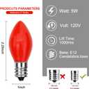 25 Pack C7 Red Replacement Bulbs, 5W Ceramic Red Bulbs for C7 Christmas Outdoor String Lights, E12 Candelabra Base Night Light Bulbs