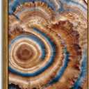 BingruiArt Framed Tree Ring Canvas Wall Art Abstract Wood Wall Decor Boho Modern Colorful Nature Painting Wood Stump Prints Pictures for Living Room Bedroom Bathroom Office 12"x16" Natural Framed(10)