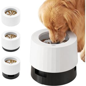 Pawque Elevated 60oz Slow Feeder Dog Bowls Large Breed, Single Raised Food Bowl for Medium Large Sized Dogs, Stable Sturdy Base and Snap on Adjustable Height Stand, Anti-Slip Mess Proof Dog Bowls