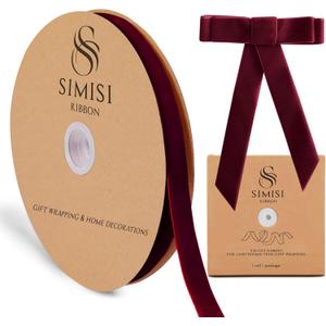 Burgundy Velvet Ribbon 5/8'' 25 Yards for Christmas Tree, Gift Wrapping, Flower Bouquet, Wreath Decorations, Bow Making (0.625 x 900 in)