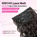 REECHO Curly Clip in Hair Extensions, 4PCS 24 inch Long Hair Extensions Clip ins Lace Weft Natural Hairpieces for Women Daily, Black Brown