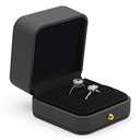 Ring Box Wedding Engagement Box Green, Square Leather Velvet Jewelry Ring Bearer Box, Premium Gorgeous Vintage Double Slots Ring Box for Proposal, Ceremony, Anniversary, Gift