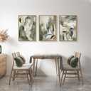 Large Abstract Green Beige Framed Canvas Wall Art Set,Neutral Brush Stroke Watercolor Wall Painting,Modern Minimalist Artwork for Living Room,Bedroom,Dining Room,Office -Abstract Green Beige Wall Art, 36"L x 24"W