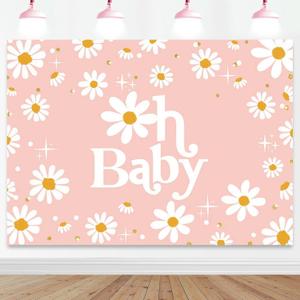 Mocsicka Daisy Baby Shower Backdrop 7x5ft Groovy Boho Floral Party Decor Cake Table Portrait Photo-Shoot Studio Props (Pink) Mocsicka Daisy Baby Shower Backdrop 7x5ft Groovy Boho Floral Party Decor Cake Table Portrait Photo-Shoot Studio Props (Pink)
