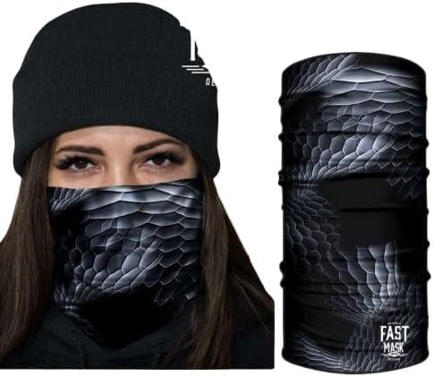 3 x Breathable Fabric Face Mask, Tubular Bandana 100% Polyester Microfiber Face Protection with SPF 40 for Men and Women- With Sewn Edges (Black Serpent Neck Gaiter)