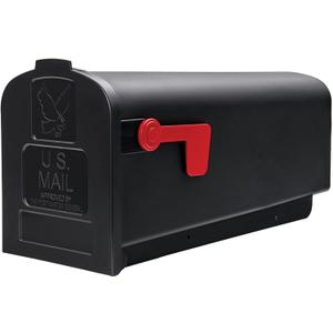 Architectural Mailboxes Parsons Rust-Proof Plastic Post Mounted Mail Box for Outside, Black, Medium Curbside Mailbox, USPS Approved for Residential Delivery