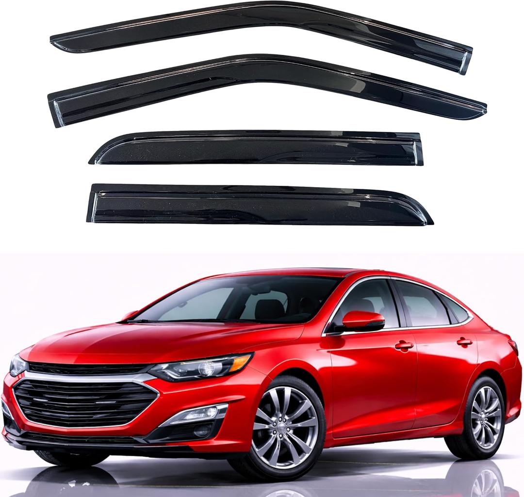 KPY Rain Guards Fit for 2016-2025 Chevrolet/Chevy Malibu, Out-Channel Window Visors Vent Wind Deflectors 4PC, Car Accessories for 16-25 Malibu (Excludes 2016 Limited Model)