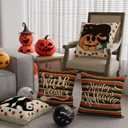 Happy Halloween Pillow Covers Witch Please Cat Pumpkins Throw Pillow Cases Set of 4 Autumn Decorations for Farmhouse Home Bedroom Sofa Couch Outdoor Holiday Decor 16x16 Inch