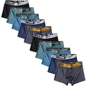 Men's Breathable Boxer Briefs Ice Silk Underwear,10-Pack