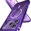 Magnetic for iPhone 17 Pro Case with Glitter Integrated Lens Protection, [Glossy Bumper & Shiny Magnetic Ring] [Compatible with Magsafe] Cute Women Girly Protective Phone Case for iPhone 17 Pro Purple
