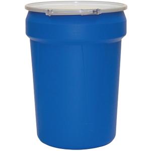 Eagle 30 Gallon Plastic Drum with Lid, Metal Lever-Lock, 28.5"x21.1", Open Head Lab Pack Drum Made of Durable, Lightweight HDPE, Withstands Weather and Chemicals, Made in USA, Blue, 1601MB