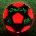 GlowCity Glow in The Dark Soccer Ball | Light Up Indoor/Outdoor Soccer Ball with 2 LED Lights | Pre-Installed Batteries | Fun Gift for Teens