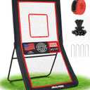 Lacrosse Rebounder, 4x7ft Lacrosse Rebound for Backyard with 5 Adjustable Angles, Target Strip, Volleyball Rebounder Net, Perfect for Lacrosse Volleyball Baseball Softball and Soccer Training