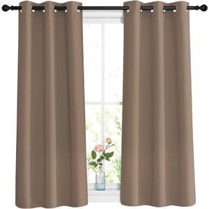 NICETOWN Insulated Blackout Curtains and Drapes - Microfiber Energy Saving Thermal Insulated Solid Grommet Blackout Draperies for Kitchen (1 Pair, W37 x L54, Cappuccino)