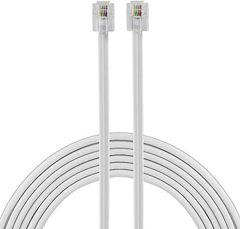 Power Gear Telephone Line Cord, 15 Feet, Phone Cord, Modular Jack Ends, Works for Phone, Modem or Fax Machine, for Use in Home or Office, White, 76192