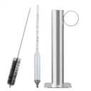 Maple Syrup Hydrometer Test Cup kit, Measures Sugar Content in The Syrup, Stainless Steel Maple Syrup Equipment, Design for Maple Syrup Supplies, Easy to Read and Accurate, with Cleaning Brush (Silvery)