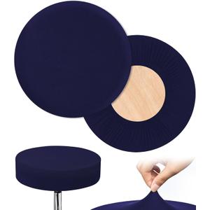 HFATMOS 2 Pcs Bar Stool Covers Round Stool Slipcovers High Elastic Circle Chair Covers Soft Chair Seat Cushion Slipcover for Stool of Dia 11-14 Inch, Navy Blue