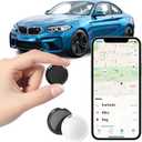 2 Pack Mini GPS Trackers for Vehicles Work with Find My (iOS Only) Real Time Car Tracker Tags Hidden Car Locator Tracking Device Global Coverage No Monthly Fee or Subscription No SIM Card Required