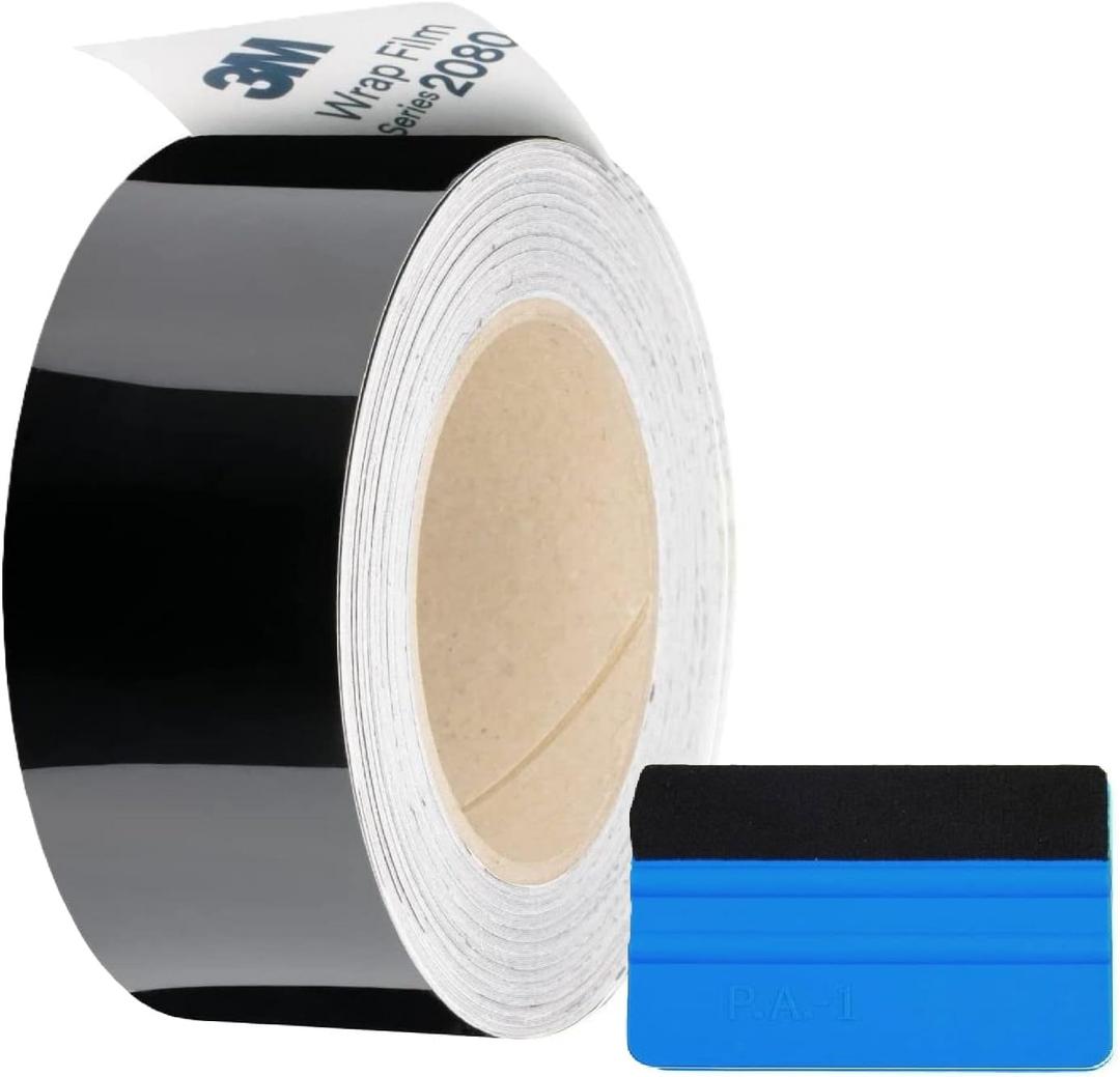 Black Gloss Vinyl Wrap Film Roll Kit Out Chrome Delete Wrap 2080 Series (Gloss Black, 2 Inches x 25 FT) Black Gloss Vinyl Wrap Film Roll Kit Out Chrome Delete Wrap 2080 Series (Gloss Black, 2 Inches x 25 FT)