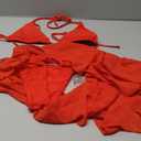 WDIRARA Women's 3 Piece Bathing Suit Triangle Bikini Swimsuit Halter with Cover Up (Red) Small