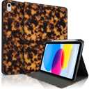 TopPerfekt Case for iPad 11th (A16) 11inch 2025 / 10th Gen 10.9-inch 2022, Cool Tortoiseshell Print Trendy Design Stand Folio Case with Pencil Holder, Anti-Slip/Anti-Shock- Tortoiseshell Tiger Stripes