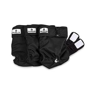 Pet Parents Washable Dog Diapers (3pack) of Durable Doggie Diapers, Premium Female Dog Diapers (X-Small, Black)