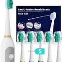 Replacement Heads for Waterpik Sonic Fusion 2.0, Extra-Large Size Flossing Toothbrush Head fit for Water pik SF-01 SF-02 SF-03 SF-04 (White, 5 Count)