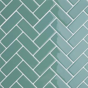 CRE8TIVE 4 Sheets Aqua Green Peel and Stick Backsplash Herringbone Peel and Stick Tile for Kitchen Backsplash Stick on Tile 12"x12" Waterproof Light Green Wall Tile for Bathroom Living Room Fireplace