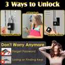 Fingerprint Padlock, Pothunder Smart Padlock, Locker Lock, Fingerprint Lock with APP Unlock, USB Rechargeable, Suitable for Gym Locker, Door(Black)