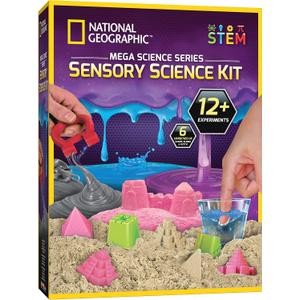National Geographic Sensory Science Kit - Mega Science Kit, Includes Sensory Play Sand for Kids, Slime, Putty, and Other Projects, Slime Kit for Boys and Girls, Stress Relief Toy