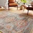 Loloi Jocelyn Collection JOC-03 Mist/Multi 5'-5" x 7'-6" .38" Thick Area Rug