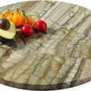 Marble Cutting Board for Kitchen, 16"x16" Inches Round Stone Cutting Board, Marble Tray for Baking Charcuterie Pastry, Serving Tray for Countertop, Large Stone Slab(Pocahodas)