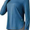 WILLIT Women's Long Sleeve Workout Tops Running Athletic Quick Dry Shirts Lightweight Yoga Gym T-Shirts UPF 50+ (Blue, XL)