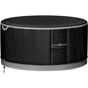 EliteCover 36 inch 600D Heavy Duty Outdoor Fire Pit Cover Round with Waterproof,UV & Fade Resistant, Firepit Covers Round (Black)