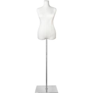 Female Mannequin Torso Plus Size Women Dress Forms for Sewing Mannequin Body Sturdy Silver Metallic Base for Clothing Dress Jewelry Display Adjustable Height Size 10-12