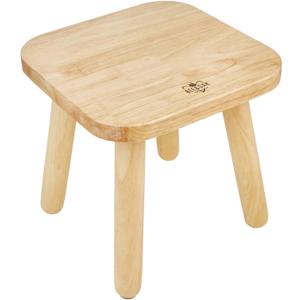 BEE&OAK Wooden Step Stools for Adults, Solid Rubber Wood Non-Slip Step Foot Stool, Heavy Duty 300 lbs One Step Stool for Bedroom, Bathroom, Kitchen (Natural, 9.25" (D) x 9.25"(W) x 8.86"(H))