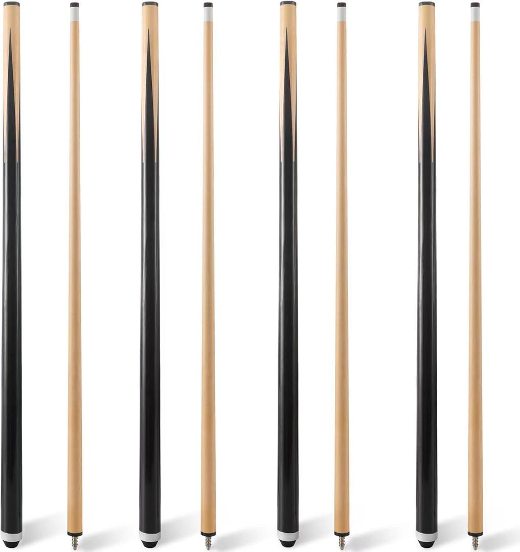 JEPNJPU Pool Cue Sticks 36inch 42inch 48inch 52inch 58inch Set of 2 or 4, Pool Cue with 13mm Leather Tip for Adults, Beginners, 2-Piece Design，(14oz to 20oz Weight Options) Size: 42inch-set of 4