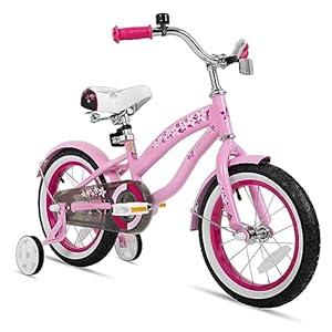 JOYSTAR 12 14 16 Inch Kids Cruiser Bike for Ages 2-7 Years Old Girls & Boys, Kids' Bike with Training Wheels, Coaster Brake, Adjustable Seat & Fenders, Child Bicycles, Pink Color