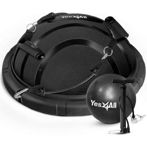 Yes4All 880LBS Premium Half Ball Balance Trainer, Stability Ball, Half Yoga Ball, Combo with Pilate Ball and Resistance Band for Exercises, Home Gym, Full Body Workouts (B. Upgrade Combo - Full Black)
