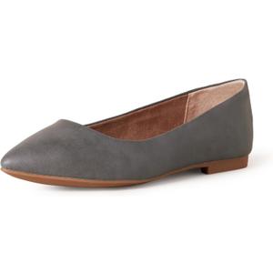 Amazon Essentials womens Comfortable Square-Toe Slip On Ballet Flat (14, Charcoal)