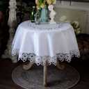 ARTABLE Lace Small Table Cloth Fall Christmas Macrame Tablecloth Table Topper for Thanksgiving Outdoor Farmhouse Rustic Kitchen Party Birthday Picnic (White, 47 Inch Round) (47" (Round))