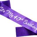 It's My 40th Birthday Sash, Purple Silver Birthday Sash for 40th Bday Party Supplies, Gifts for Women Bday Party Favors